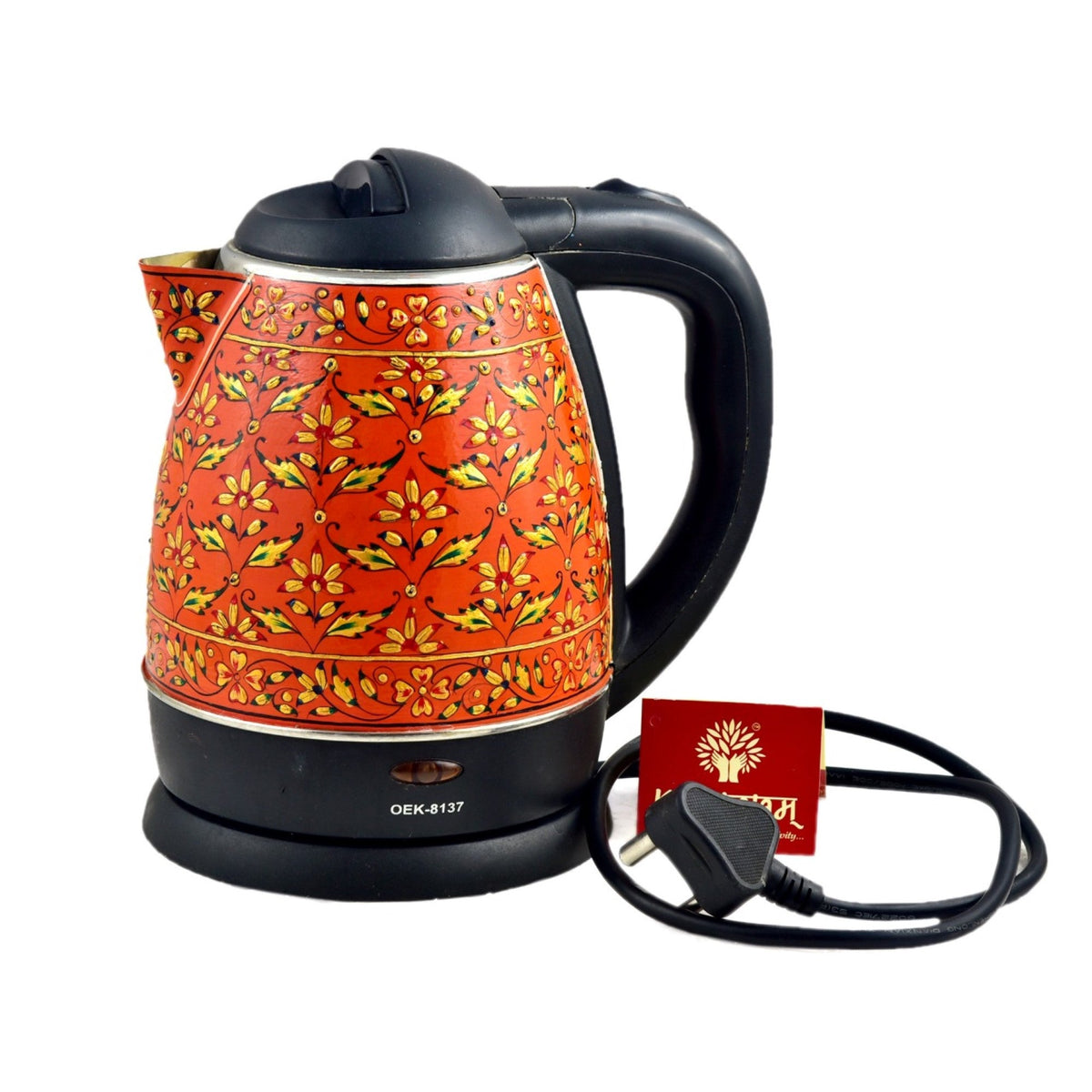 Hand painted electric tea kettle: Mughal painting Pichwai painting kettle —  Discovered