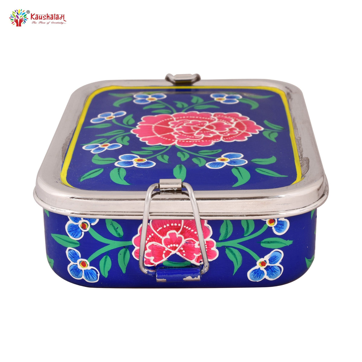 School Lunch Box-hand Painted Lunch Box , Bento Box for Carrying Food to  School, Office or Picnic, Small Tiffin, Floral Kashmiri Art 