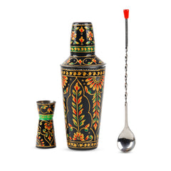 Hand Painted Cocktail Maker Set:  Black Magic