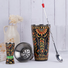 Hand Painted Cocktail Maker Set:  Black Magic