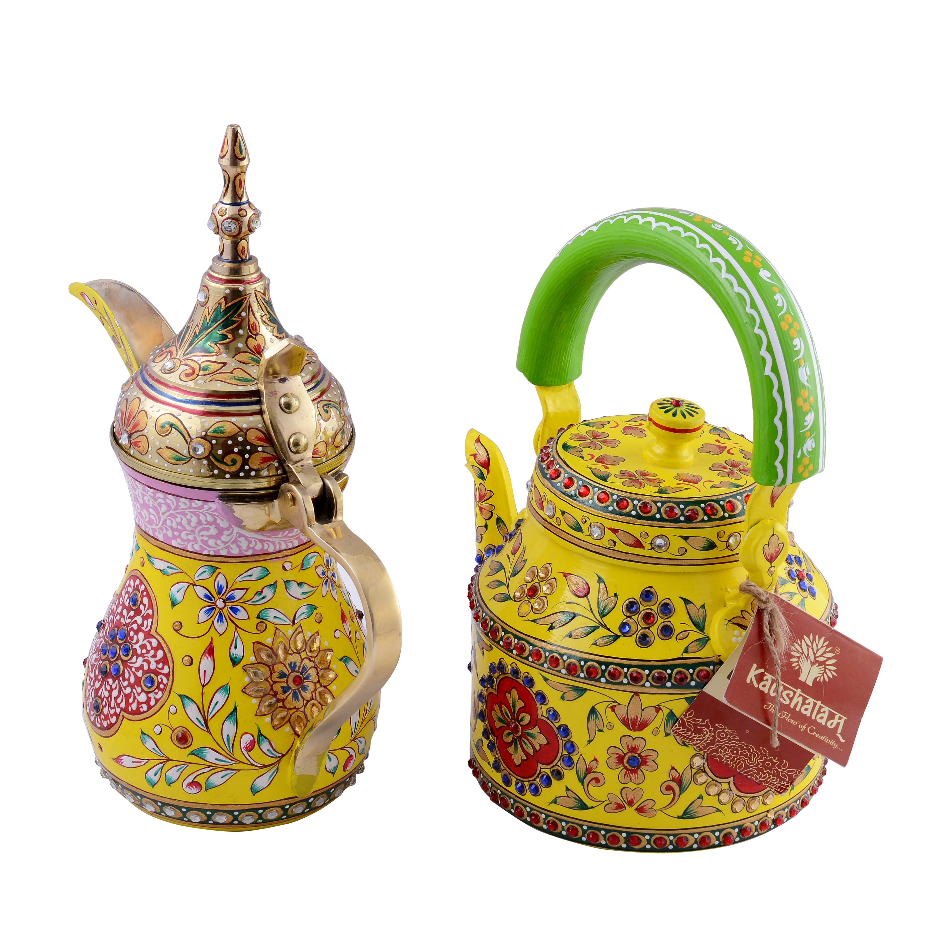 Indian Brass Kettle Serving Chai tea Pot Tableware Pot Traditional