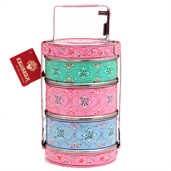 Handmade Designer Lunch Box Hand-painted Tiffin Box 3 Tier -  Israel