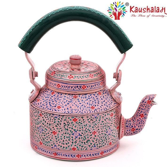 Hand Painted Tea Kettle : Pink City, Festive Gift, Gift for Her